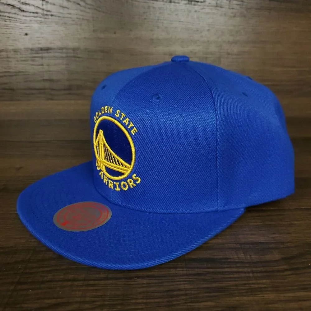 Golden State Warriors Mitchell & Ness NBA‎ Snapback Cap Hat 3D Logo Blue NWT